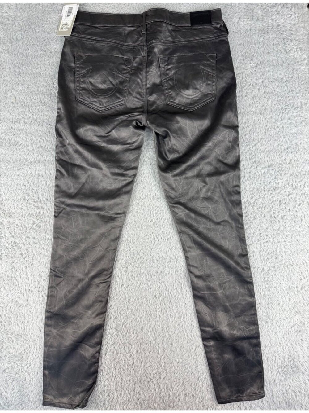 Smalls X True Religion Mid Rise Halle Coated Skinny Jeans 30 Black Vtg USA Retro - Picture 15 of 16
